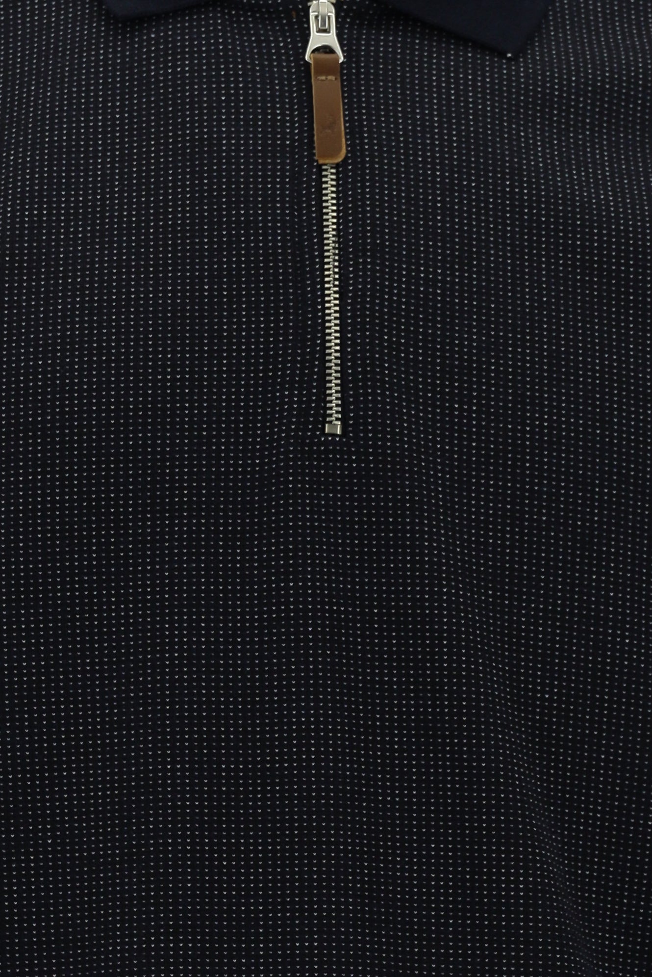 Koyu Lacivert Polo Yaka Regular Fit Fermuarlı Desenli Sweatshirt