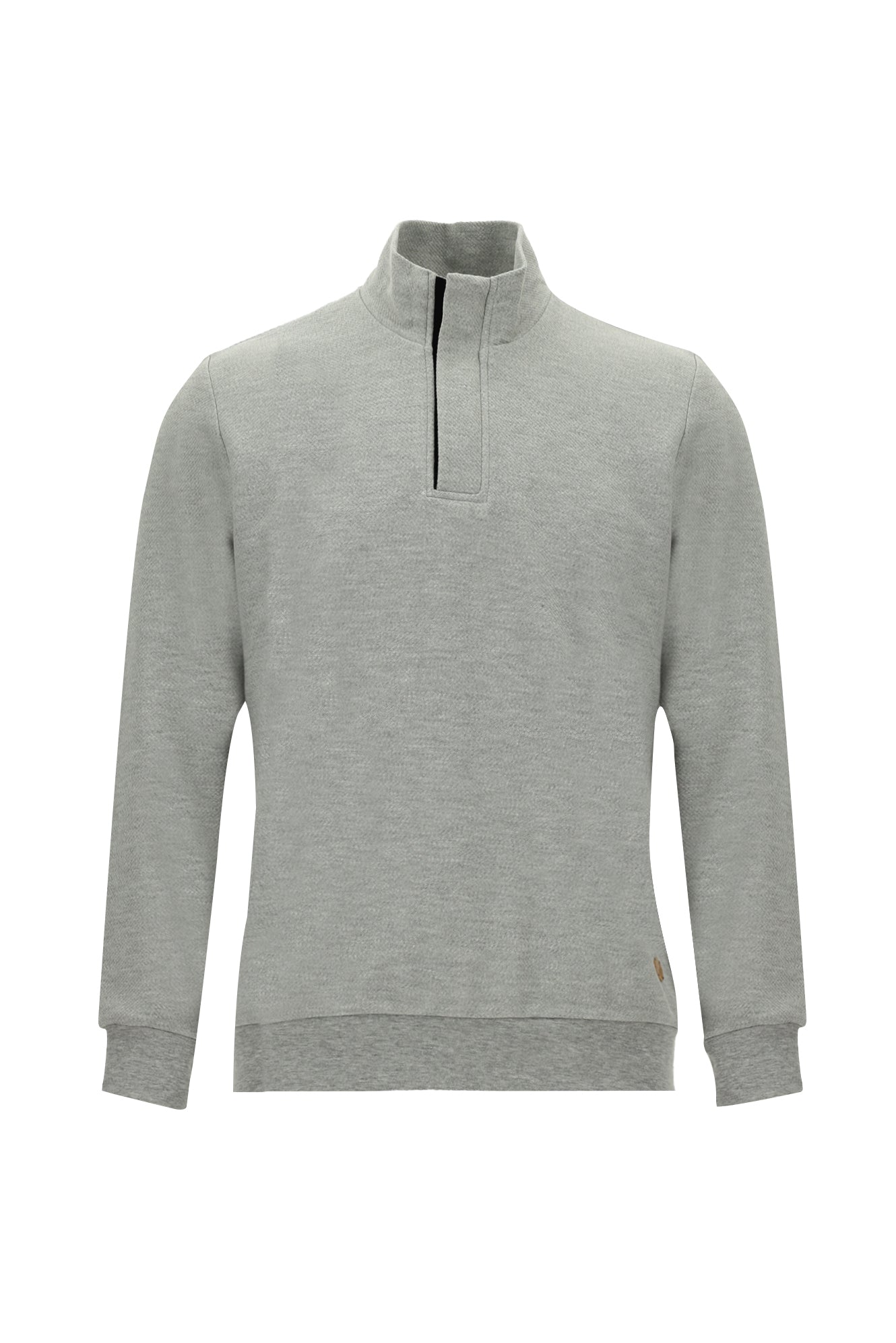 Orta Gri Melanj Yarım Balıkçı Yaka Fermuarlı Pamuklu Sweatshirt