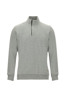 Orta Gri Melanj Yarım Balıkçı Yaka Fermuarlı Pamuklu Sweatshirt