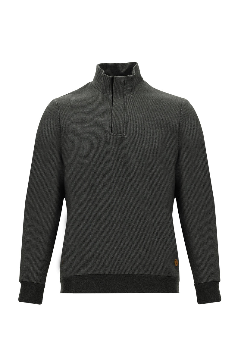 Orta Antrasit Yarım Balıkçı Yaka Fermuarlı Sweatshirt