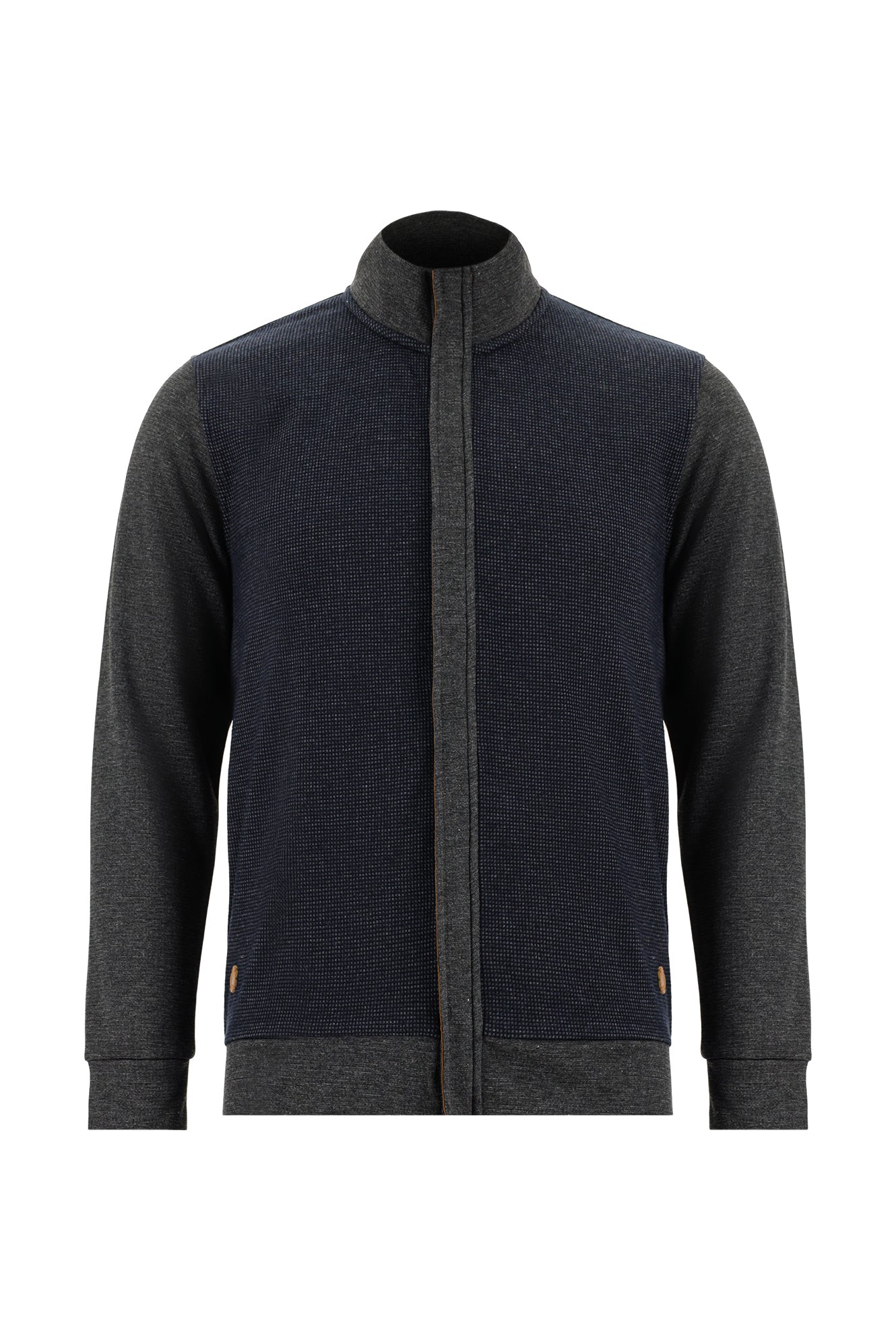 Koyu Lacivert Fermuarlı Pamuklu Sweatshirt