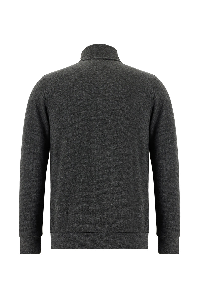 Koyu Lacivert Fermuarlı Pamuklu Sweatshirt