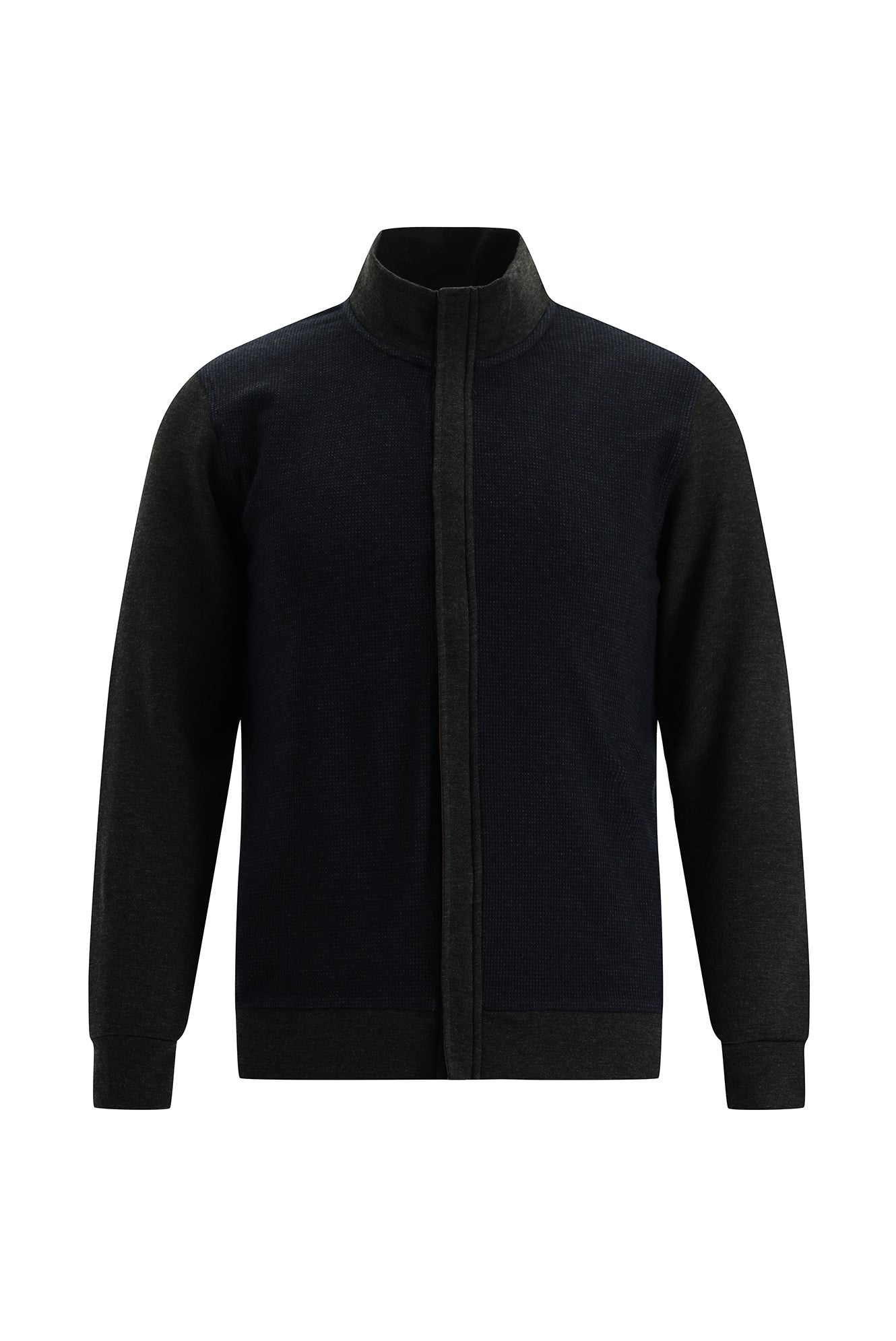 Siyah Lacivert Fermuarlı Sweatshirt