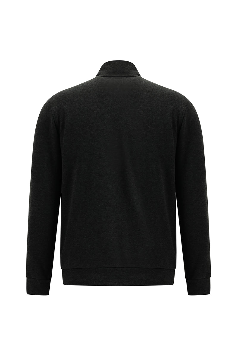 Siyah Lacivert Fermuarlı Sweatshirt