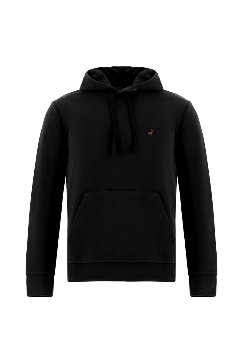 Siyah Kapü?onlu Nak??l? Pamuklu Sweatshirt-Abdullah Ki??l?