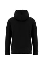 Siyah Kapüşonlu Nakışlı Pamuklu Sweatshirt