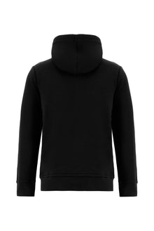Siyah Kapüşonlu Nakışlı Pamuklu Sweatshirt
