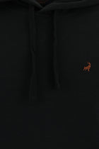 Siyah Kapüşonlu Nakışlı Pamuklu Sweatshirt