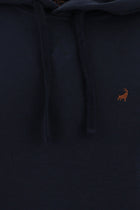 Koyu Lacivert Kapüşonlu Nakışlı Pamuklu Sweatshirt