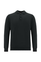 Siyah Polo Yaka Regular Fit Yünlü Triko Kazak