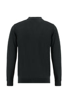 Siyah Polo Yaka Regular Fit Yünlü Triko Kazak