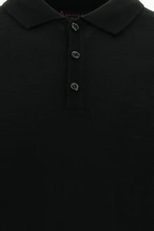 Siyah Polo Yaka Regular Fit Yünlü Triko Kazak