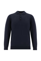 Koyu Lacivert Polo Yaka Regular Fit Yünlü Triko Kazak