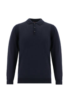 Koyu Lacivert Polo Yaka Regular Fit Yünlü Triko Kazak