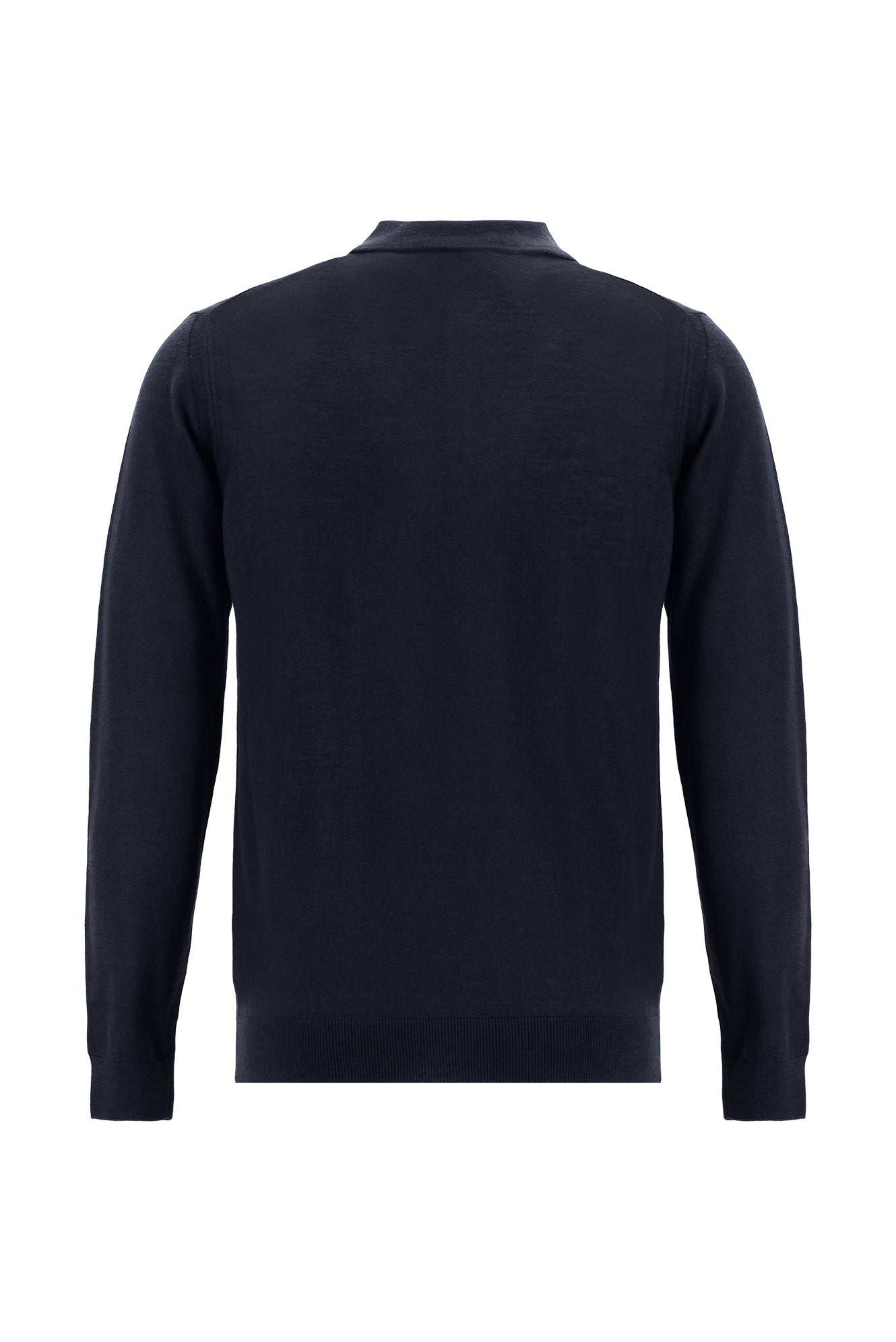 Koyu Lacivert Polo Yaka Regular Fit Yünlü Triko Kazak