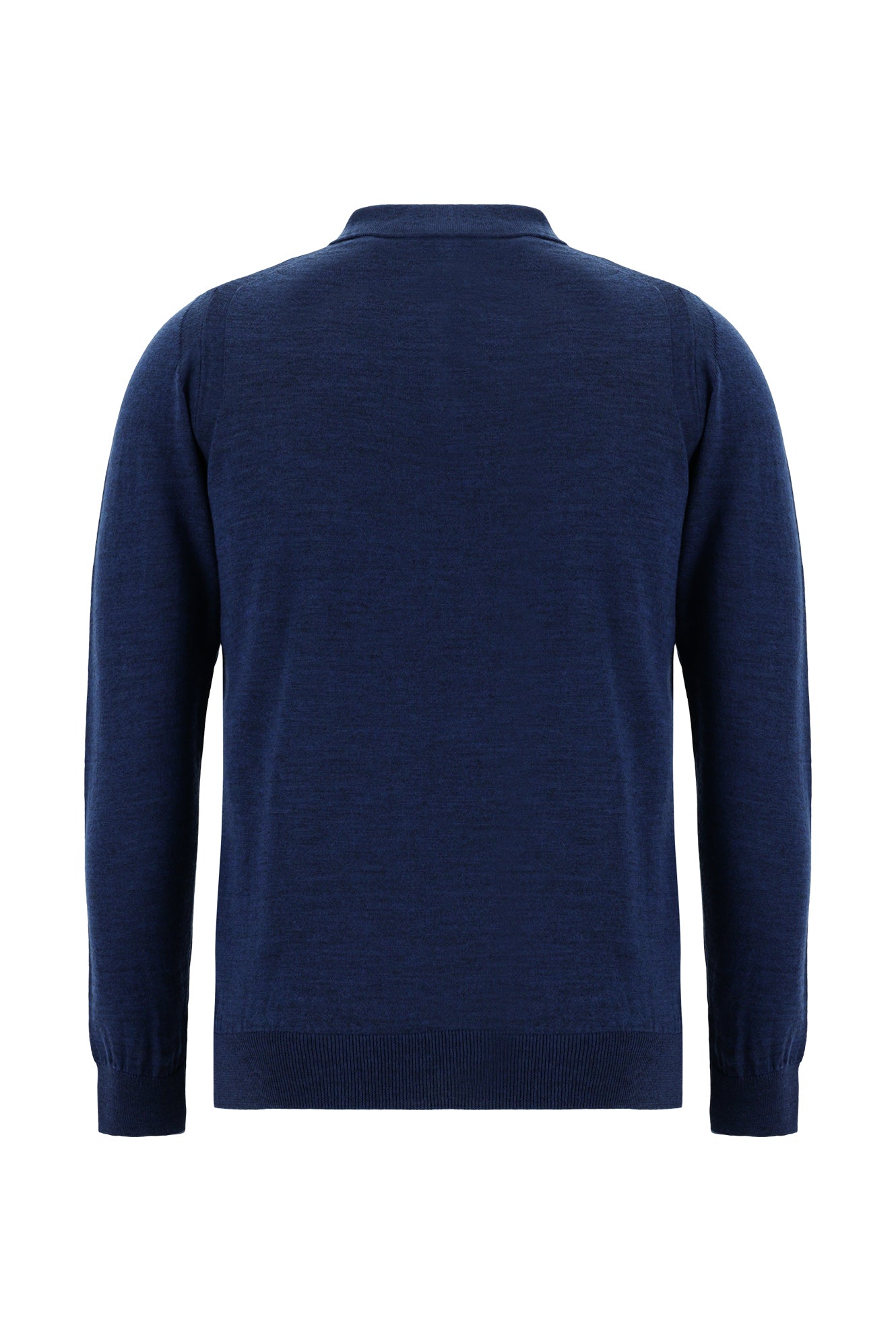 Koyu Petrol Polo Yaka Regular Fit Yünlü Triko Kazak