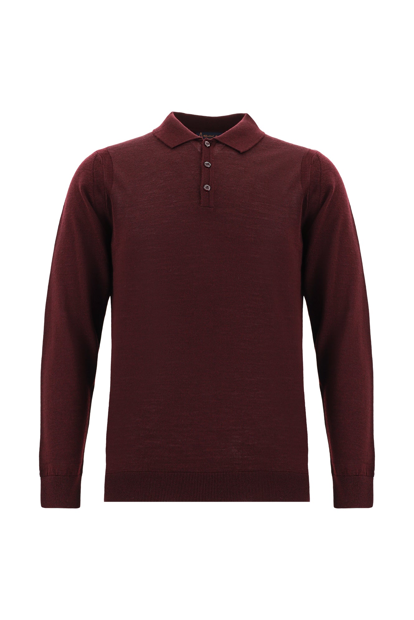 Koyu Bordo Polo Yaka Regular Fit Yünlü Triko Kazak