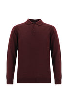 Koyu Bordo Polo Yaka Regular Fit Yünlü Triko Kazak
