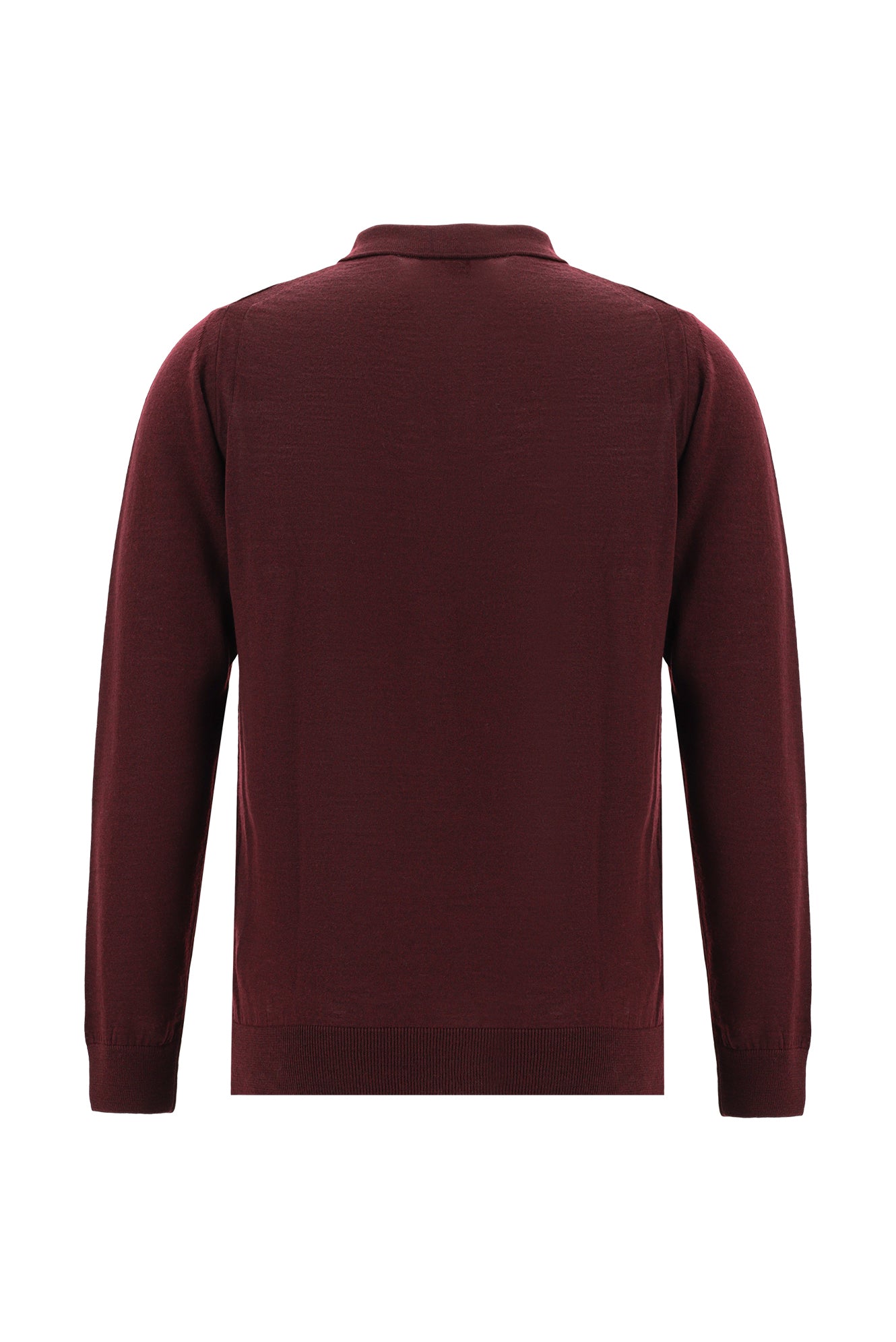 Koyu Bordo Polo Yaka Regular Fit Yünlü Triko Kazak