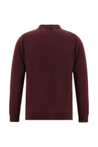 Koyu Bordo Polo Yaka Regular Fit Yünlü Triko Kazak