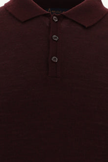 Koyu Bordo Polo Yaka Regular Fit Yünlü Triko Kazak