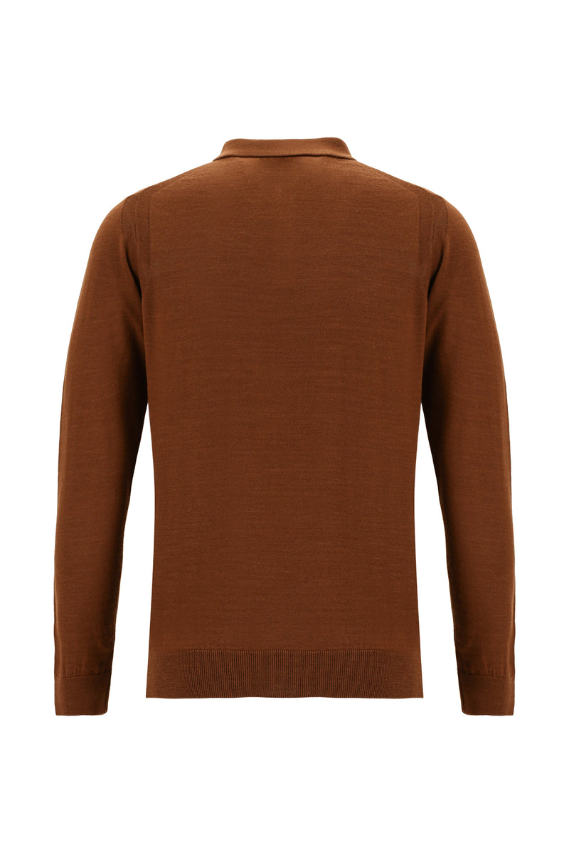 Tarçın  Polo Yaka Regular Fit Yünlü Triko Kazak