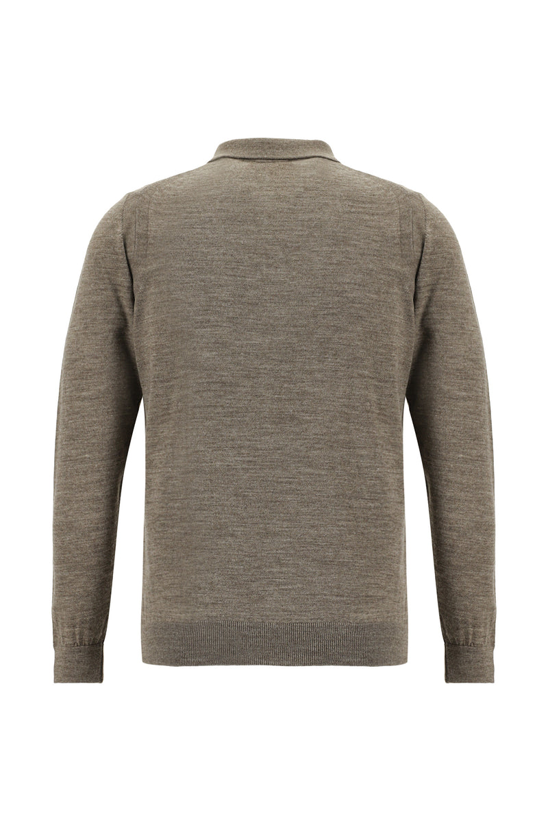 Orta Vizon Polo Yaka Regular Fit Yünlü Triko Kazak