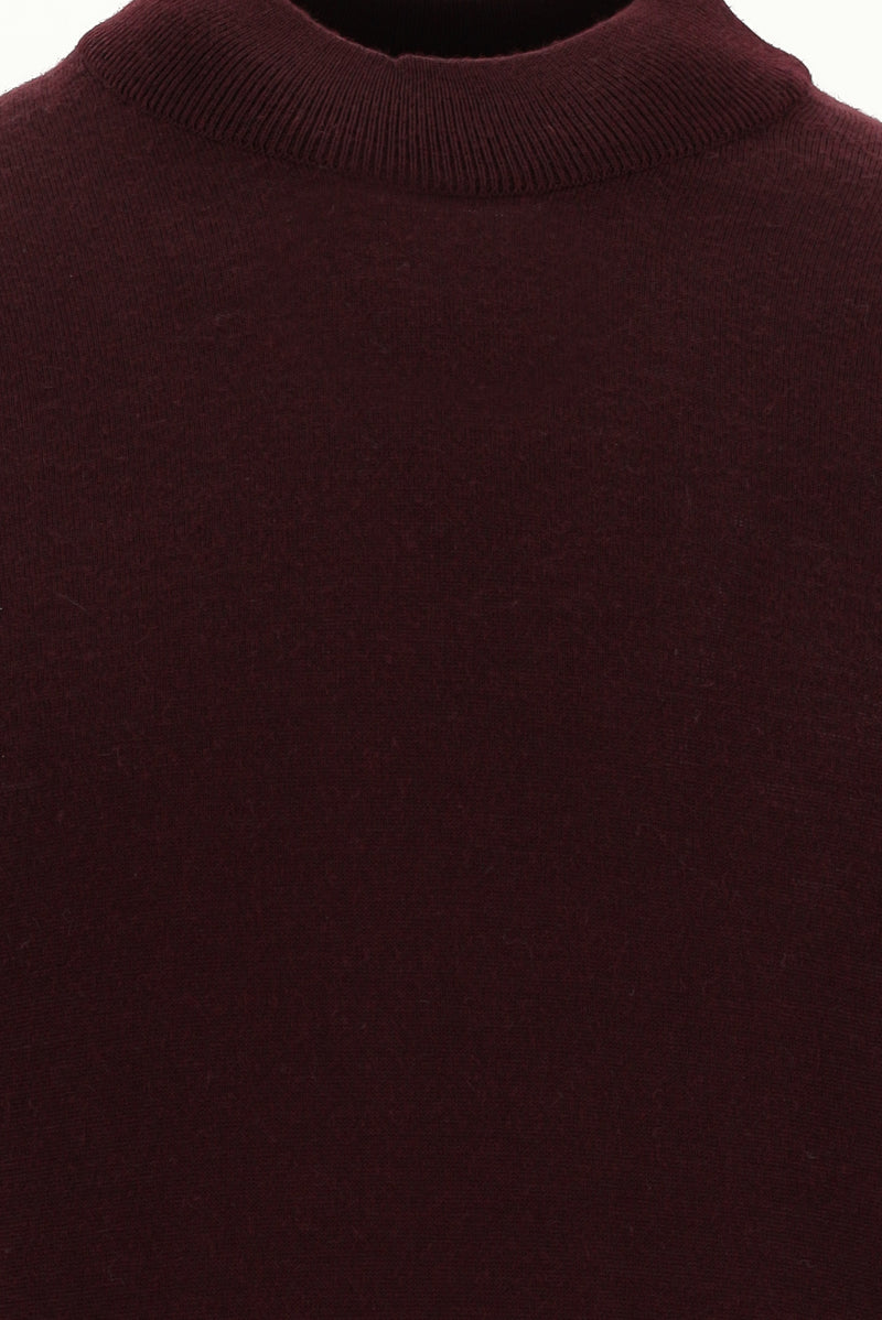 Koyu Bordo Yarım Balıkçı Yaka Regular Fit Yünlü Triko Kazak