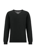 Siyah V Yaka Regular Fit Yünlü Triko Kazak