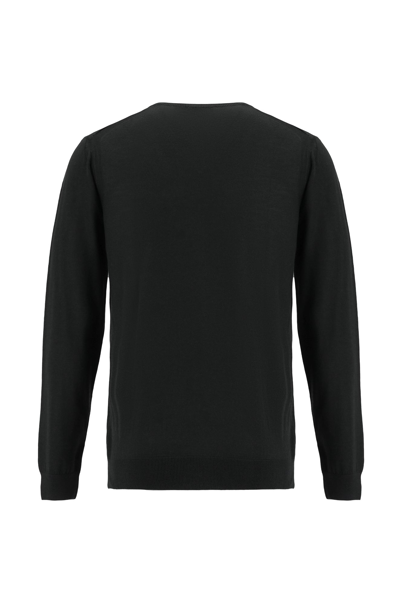 Siyah V Yaka Regular Fit Yünlü Triko Kazak