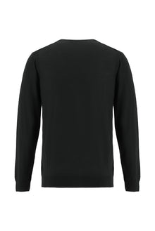 Siyah V Yaka Regular Fit Yünlü Triko Kazak