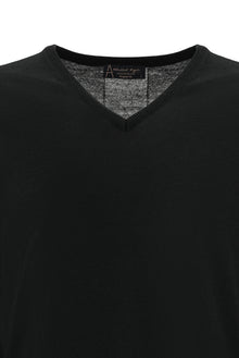 Siyah V Yaka Regular Fit Yünlü Triko Kazak