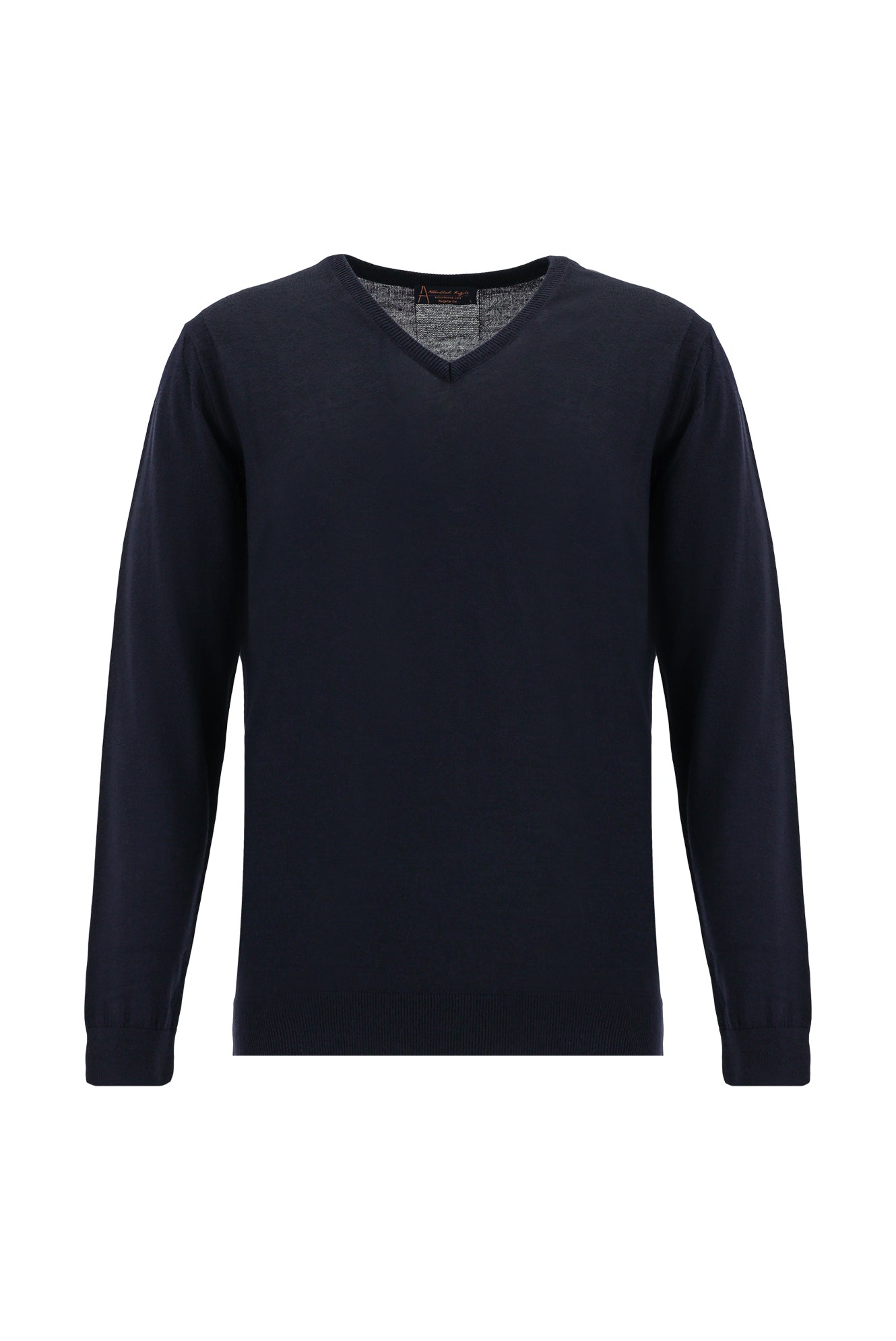 Koyu Lacivert V Yaka Regular Fit Yünlü Triko Kazak