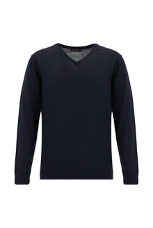 Koyu Lacivert V Yaka Regular Fit Yünlü Triko Kazak