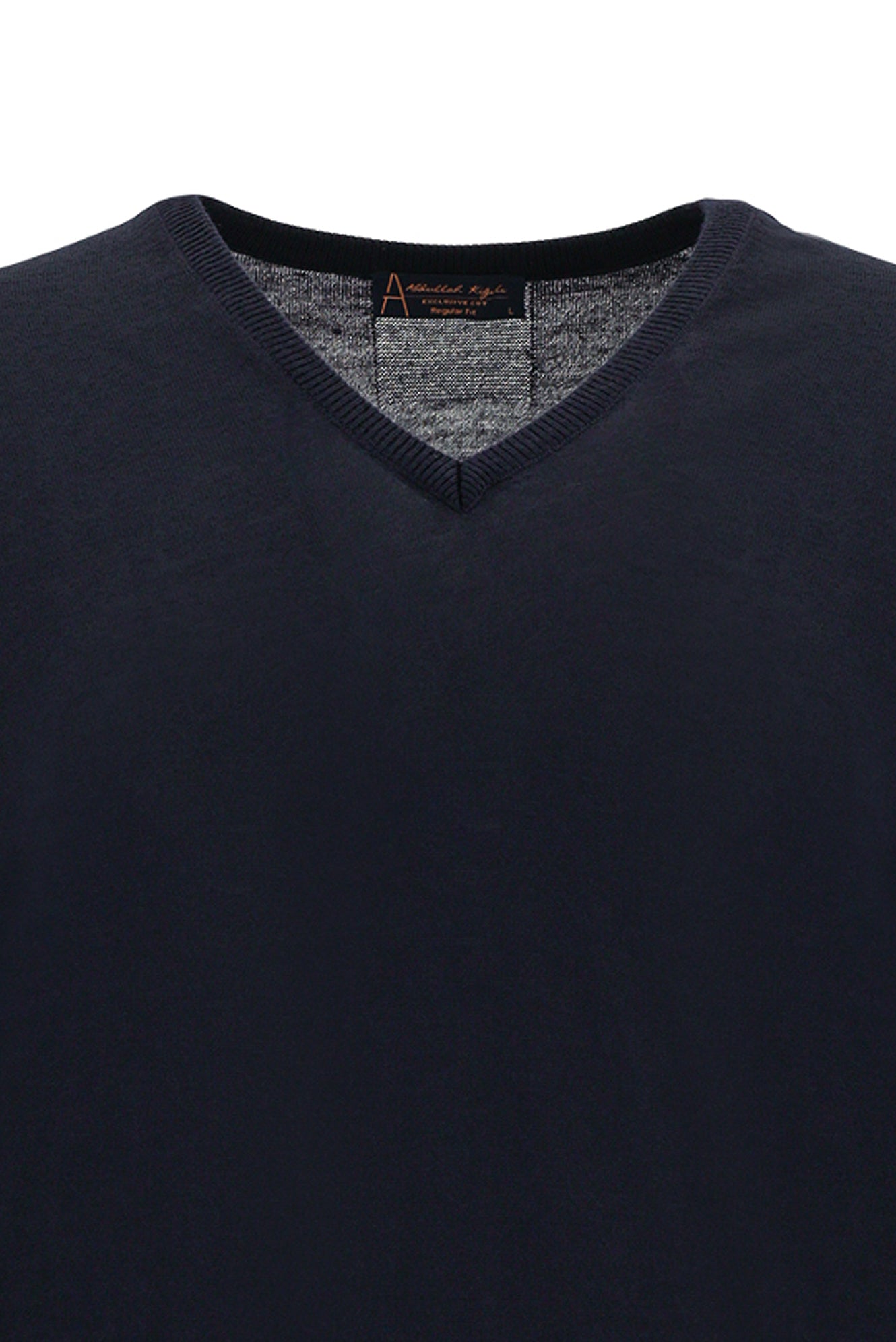 Koyu Lacivert V Yaka Regular Fit Yünlü Triko Kazak