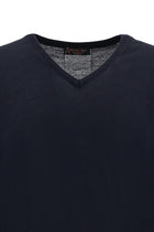 Koyu Lacivert V Yaka Regular Fit Yünlü Triko Kazak