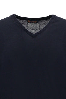 Koyu Lacivert V Yaka Regular Fit Yünlü Triko Kazak