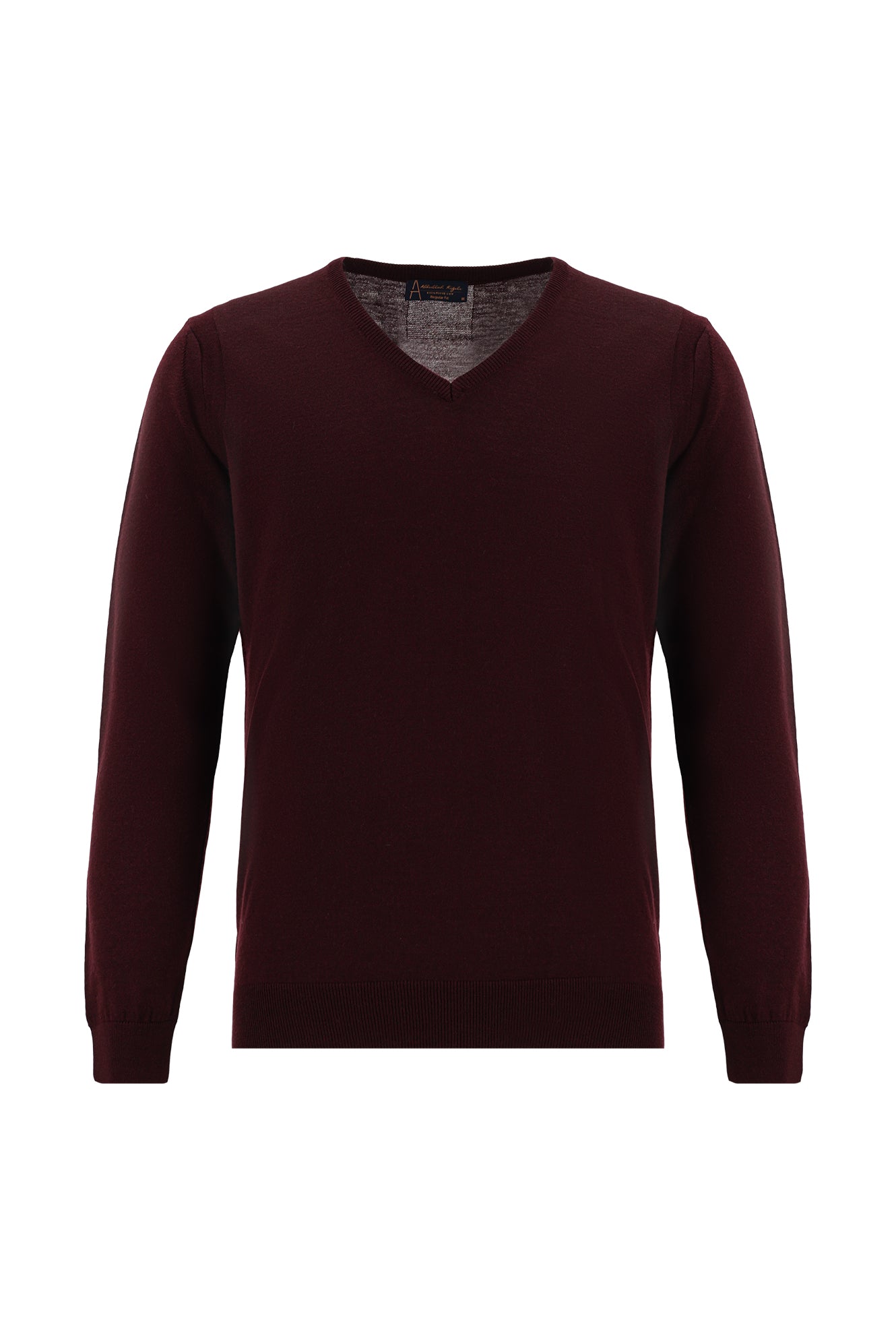 Koyu Bordo V Yaka Regular Fit Yünlü Triko Kazak