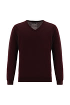 Koyu Bordo V Yaka Regular Fit Yünlü Triko Kazak