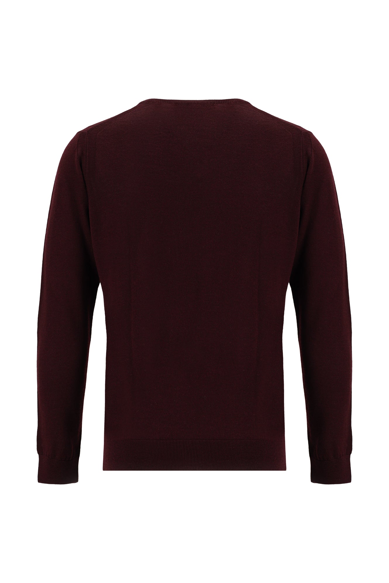 Koyu Bordo V Yaka Regular Fit Yünlü Triko Kazak