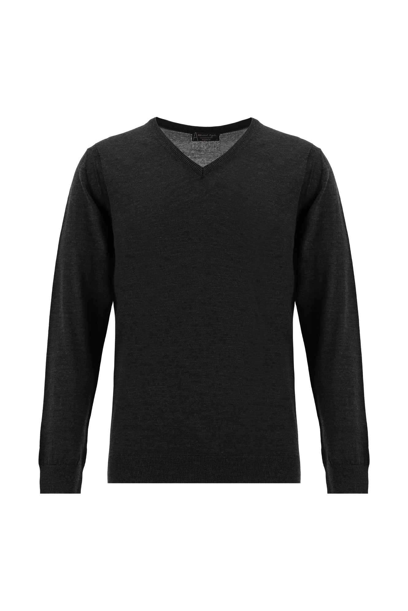 Orta Antrasit V Yaka Regular Fit Yünlü Triko Kazak