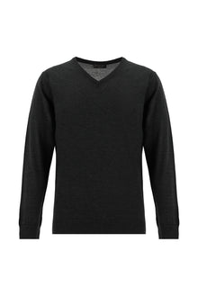 Orta Antrasit V Yaka Regular Fit Yünlü Triko Kazak