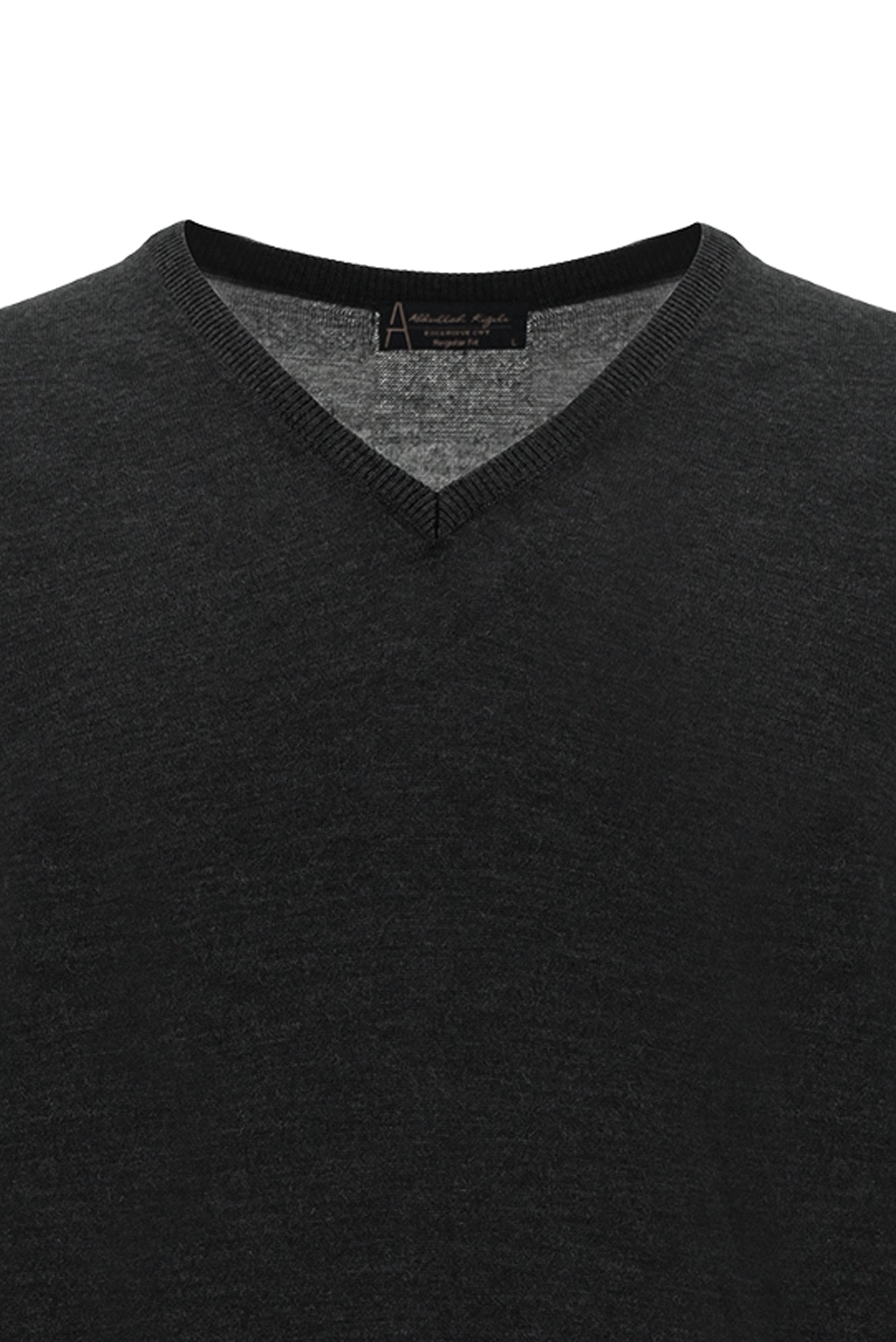 Orta Antrasit V Yaka Regular Fit Yünlü Triko Kazak