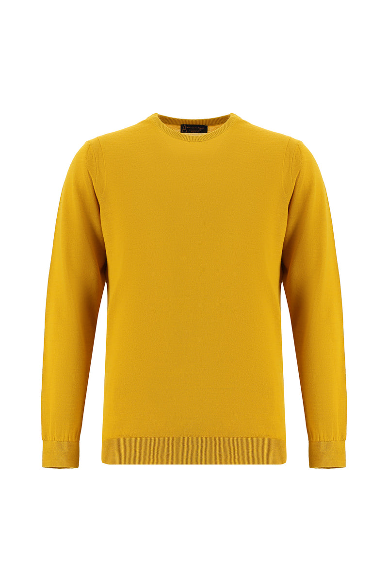 Hardal Bisiklet Yaka Regular Fit Yünlü Triko Kazak