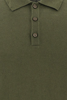 Orta Haki Polo Yaka Regular Fit Pamuklu Kaşmirli Triko Kazak