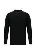 Siyah Polo Yaka Regular Fit Yünlü Triko Kazak