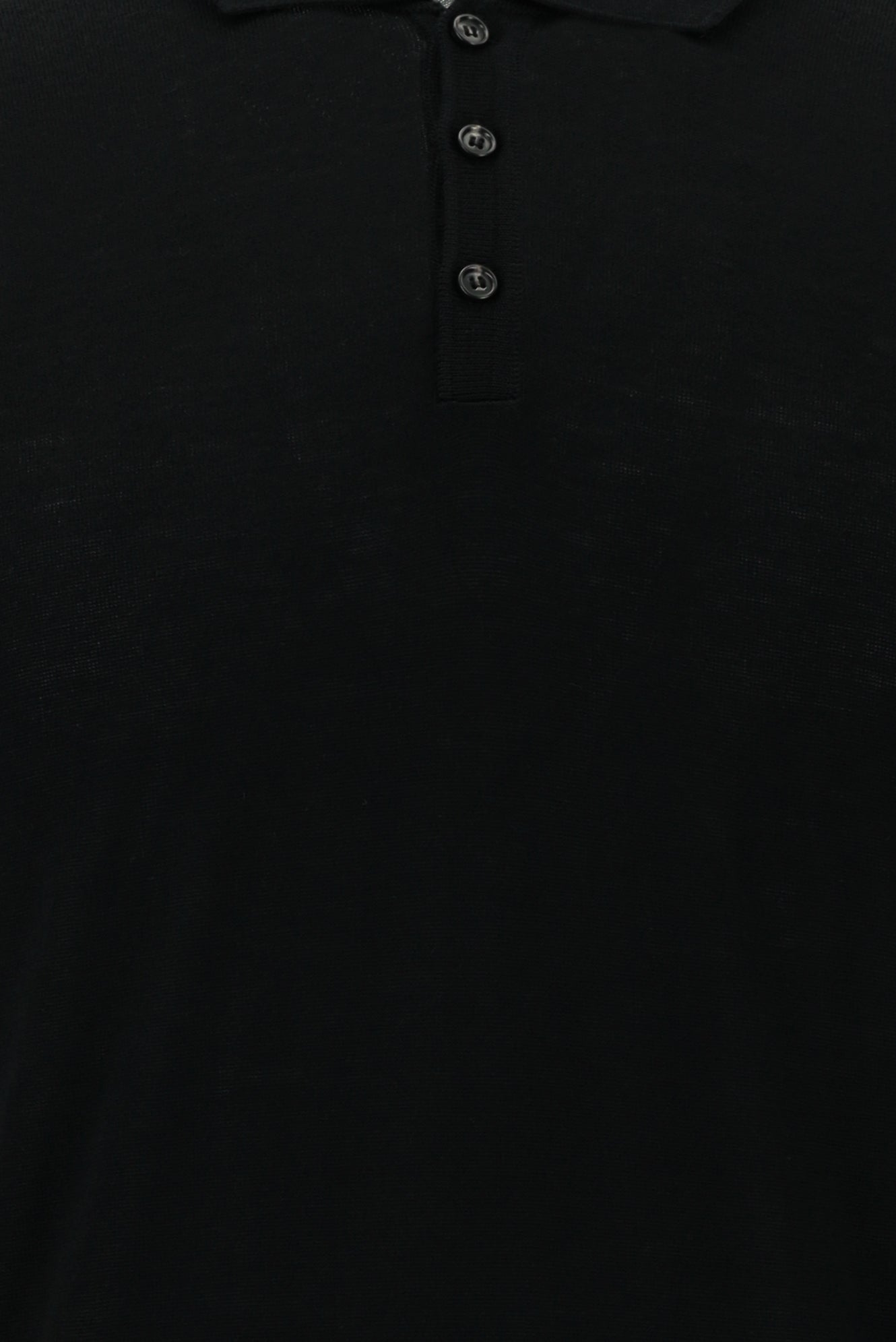 Siyah Polo Yaka Regular Fit Yünlü Triko Kazak