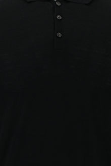 Siyah Polo Yaka Regular Fit Yünlü Triko Kazak