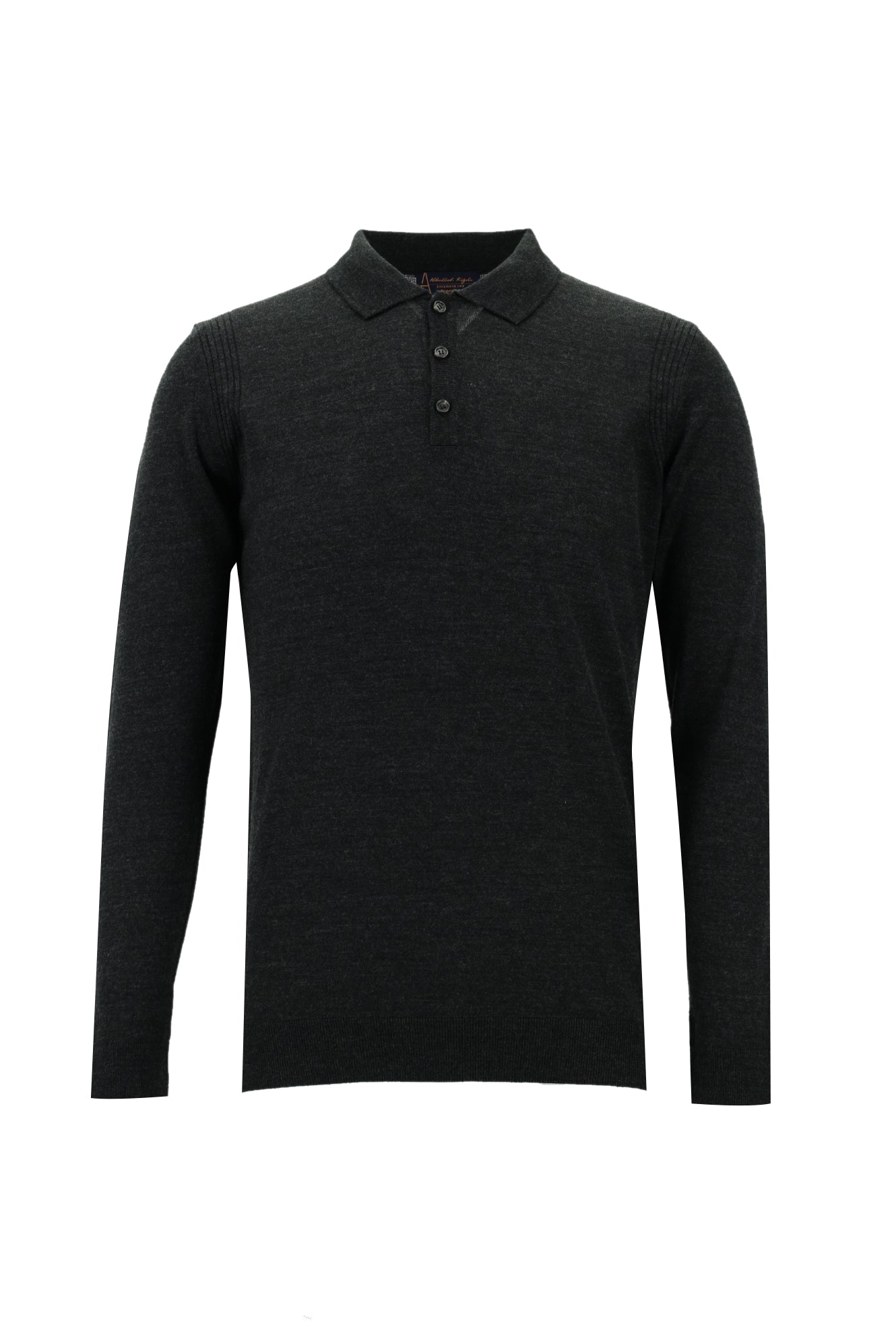 Orta Anrasit Melanj Polo Yaka Regular Fit Yünlü Triko Kazak