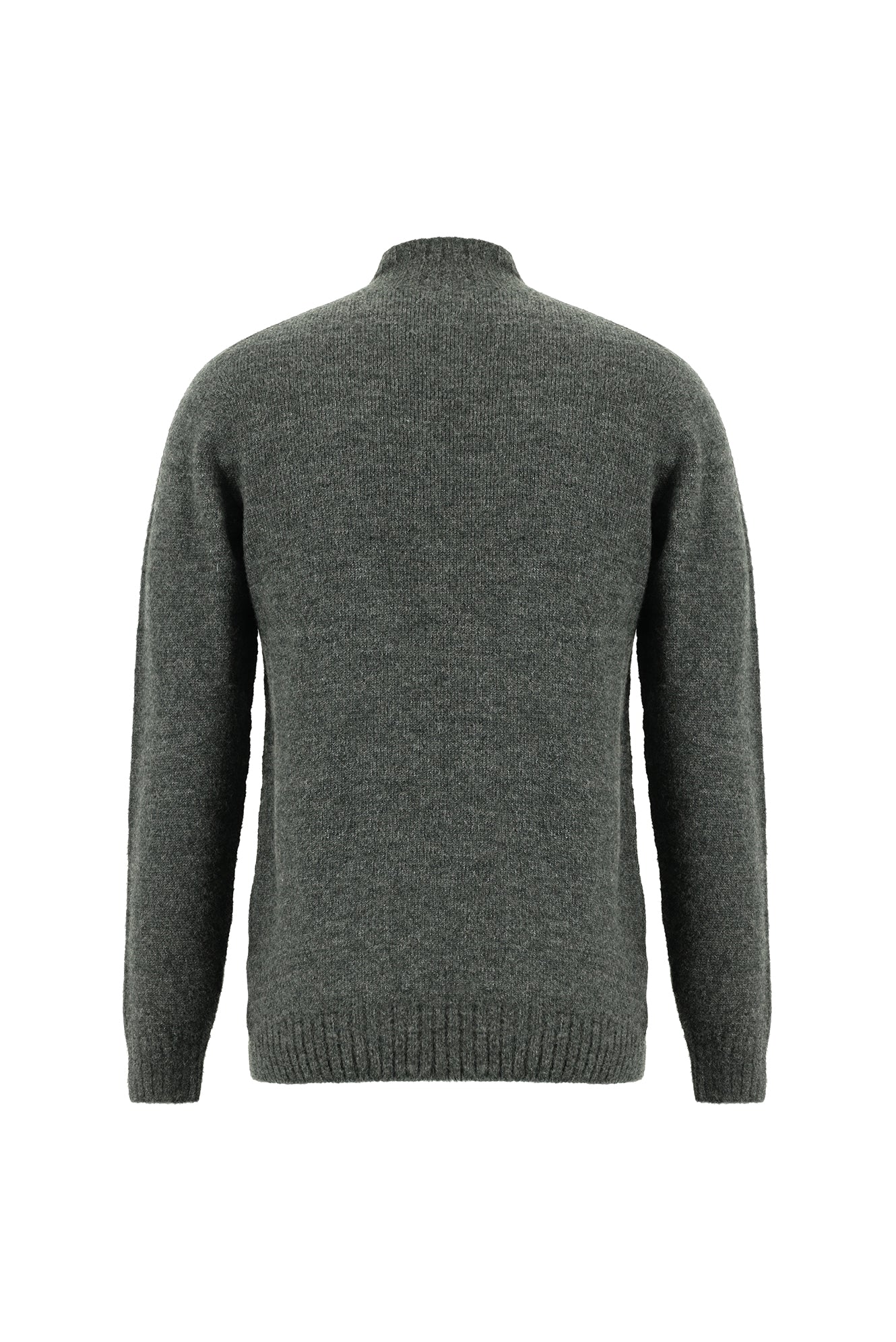 Koyu Füme Yarım Balıkçı Yaka Slim Fit Dar Kesim Dikişsiz Yünlü Triko Kazak